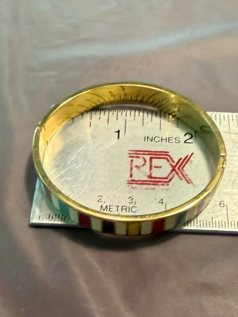 KATE SPADE How Do You Do Rainbow Stripe Bangle Bracelet Gold - Picture 2 of 8